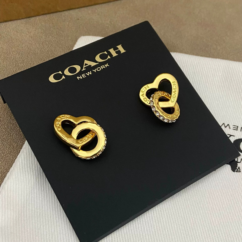 Coach Geometric Heart Rhinestone Earrings - Picture 6 of 6